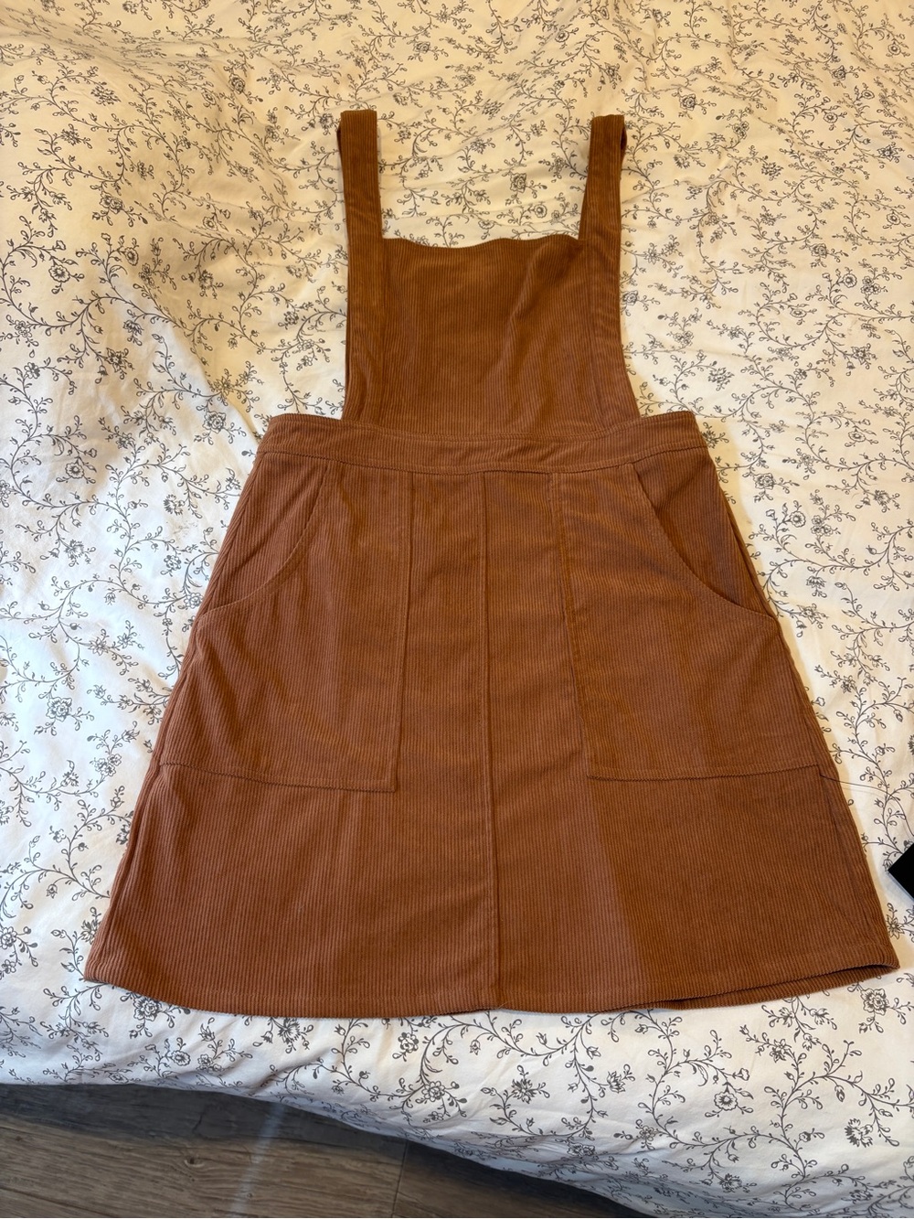 Lulu's embracing autumn brown corduroy pinafore mini dress